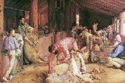 Tom roberts Shearing the Rams oil on canvas